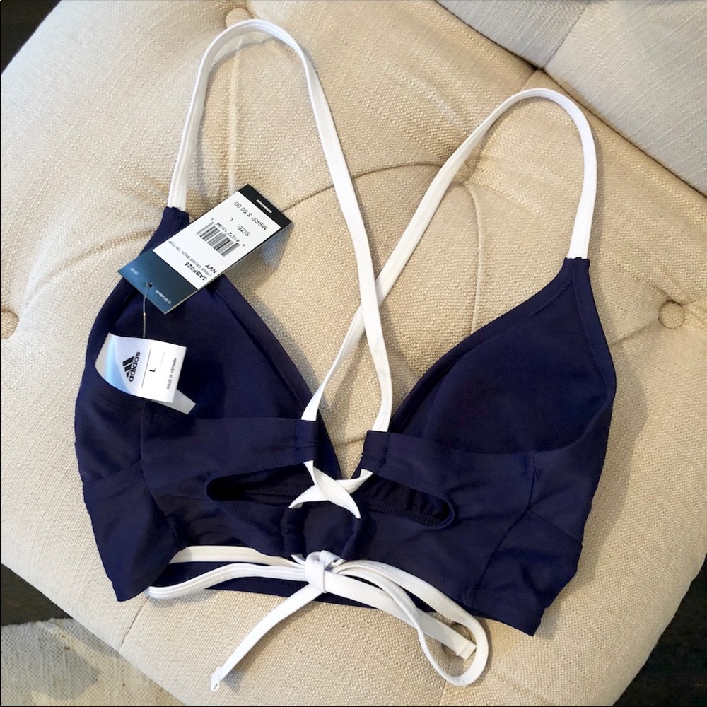 New ADIDAS Criss Cross Sexy Navy Bikini Top - Picture 5 of 8